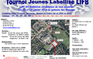 Tournoi JEUNES Labellisé 2019 Gif-Sur-Yvette