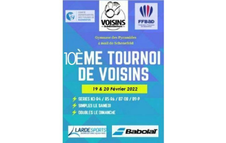 Inscription au 10e tournoi de badminton du BCV